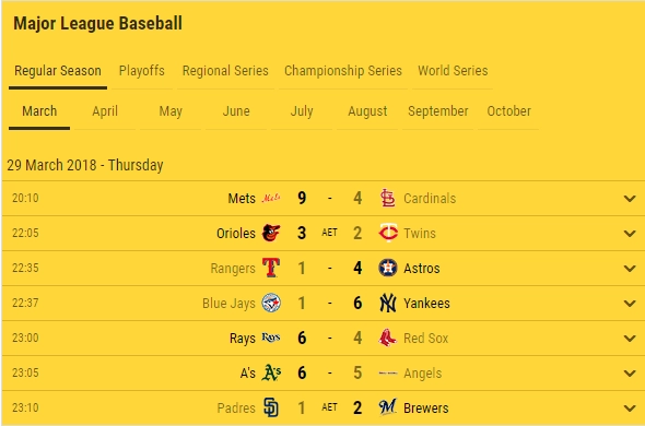 baseball fixtures results advanced navigation options 2