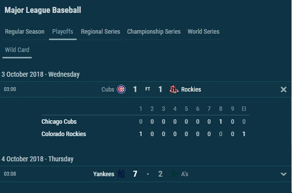 baseball fixtures results different presentation types 1