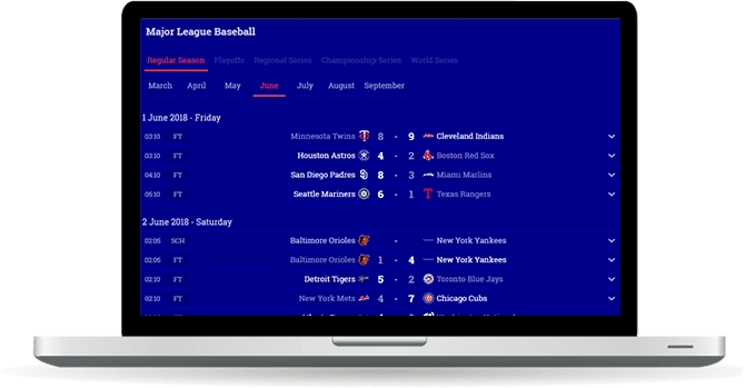 baseball fixtures and results widget overview