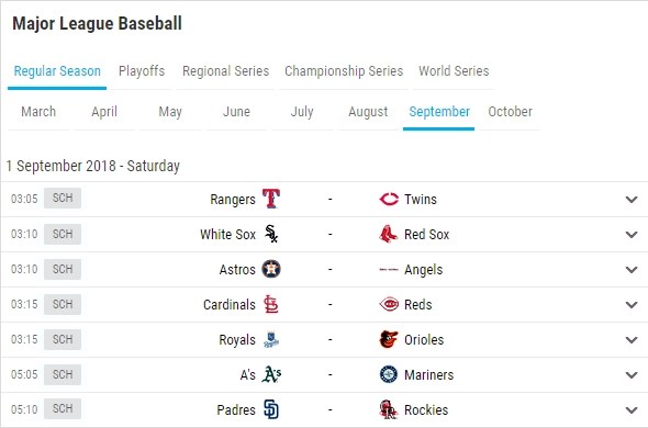 baseball fixture upcoming matches