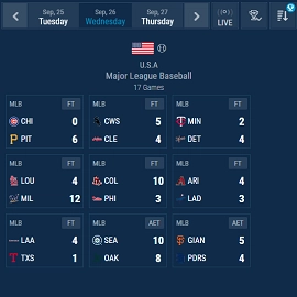 voksenalderen elektrode lærer Baseball Livescore Widgets, Live Widget, Livescore API XML