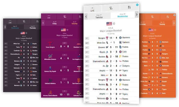 voksenalderen elektrode lærer Baseball Livescore Widgets, Live Widget, Livescore API XML