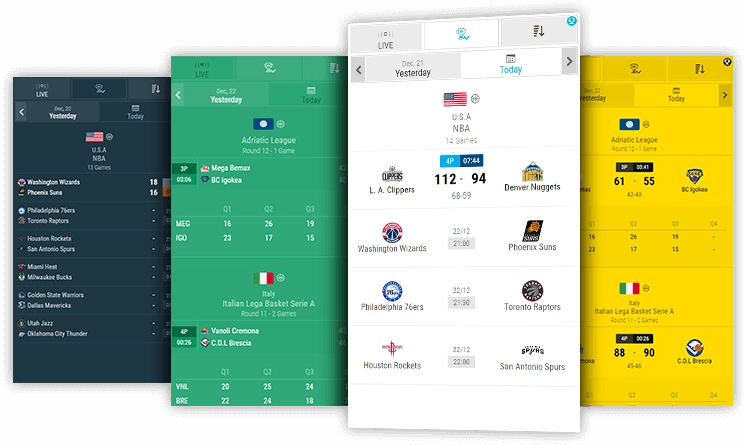 basketball livescores desktop and mobile