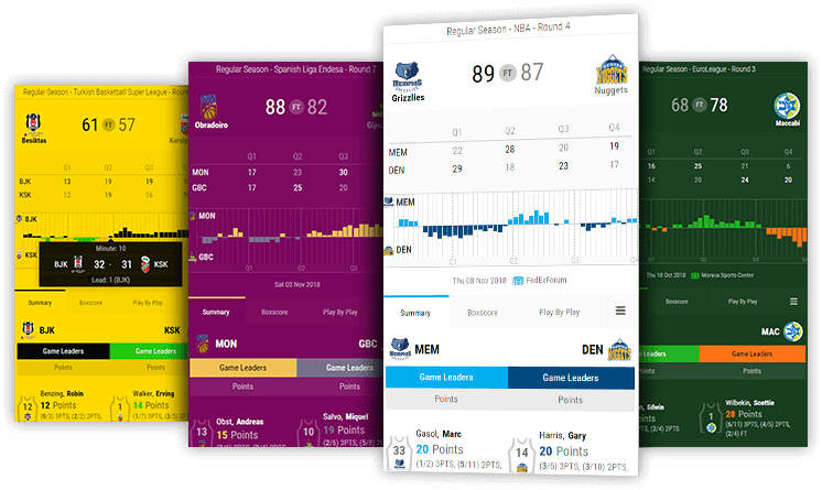 basketball match center desktop and mobile