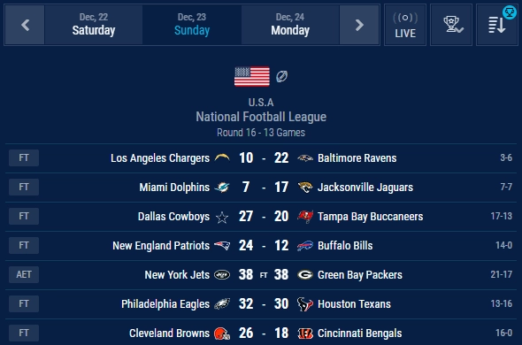 american football livescore line view options 3