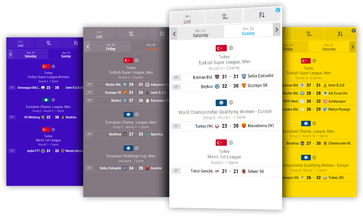 handball livescores desktop and mobile