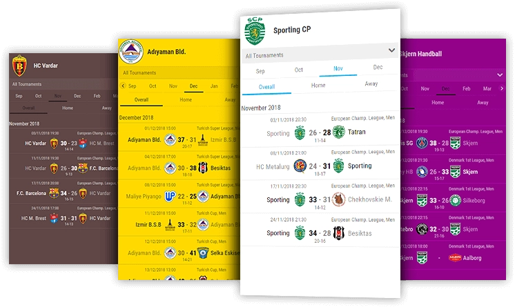 handball team schedules desktop and mobile