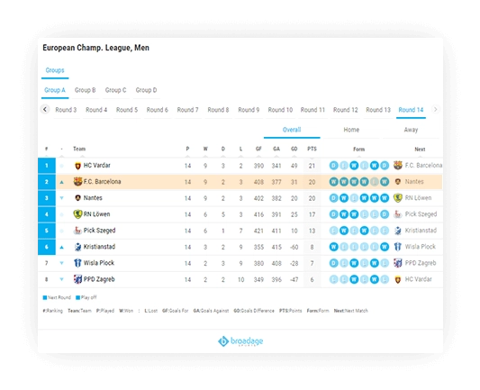 handball team standings form information 1