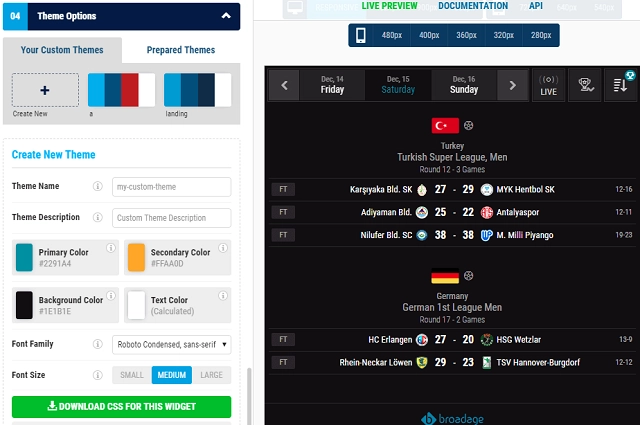 handball livescore unlimited colors