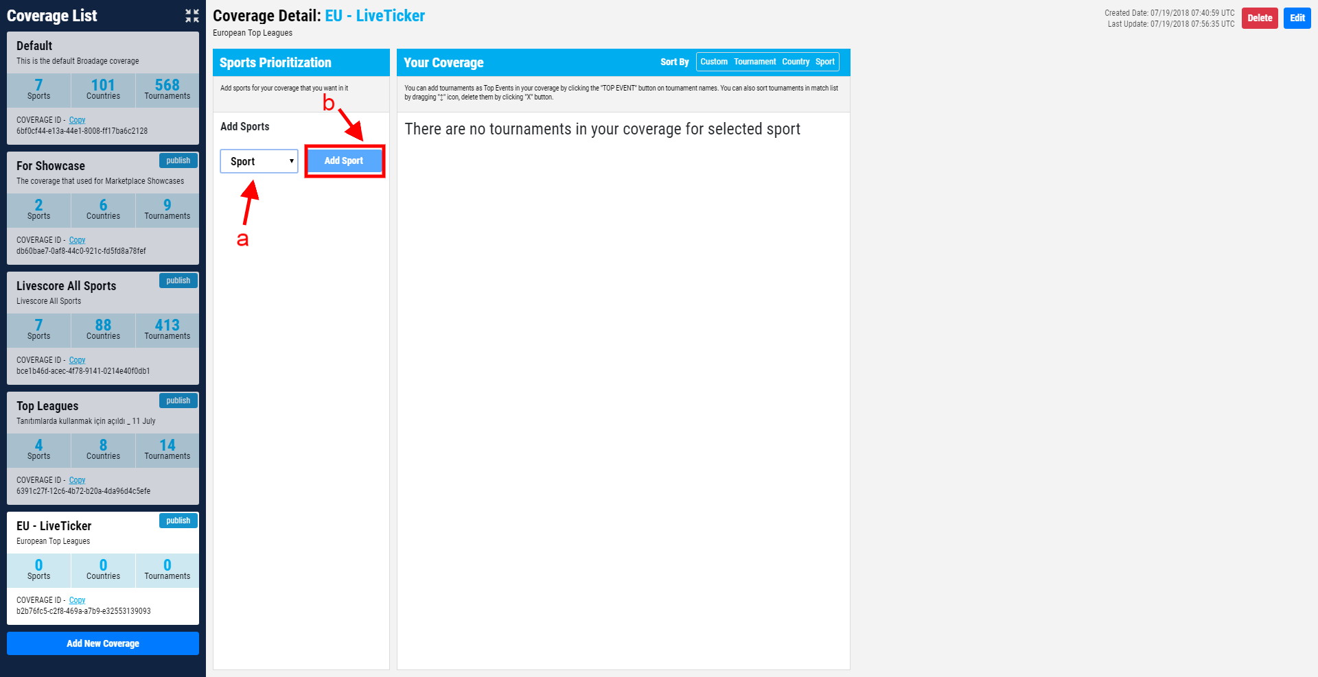 broadage sports how to create coverage 2