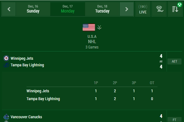 ice hockey livescore additional match info 2