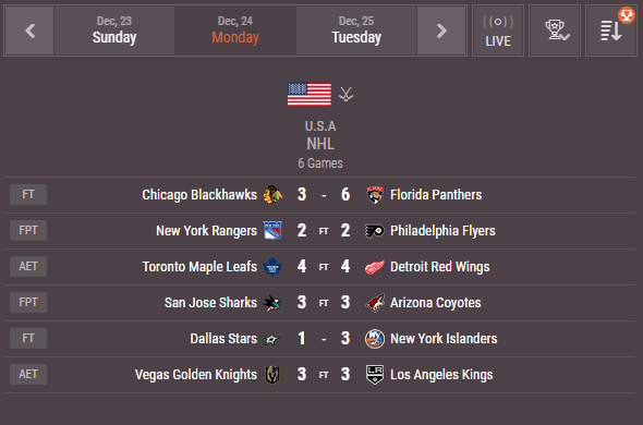 Ice Hockey Livescore Widgets Live Widget Livescore API XML