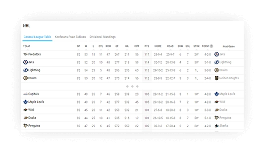 ice hockey standings top bottom standings