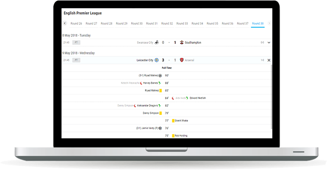soccer fixtures and results widget overview