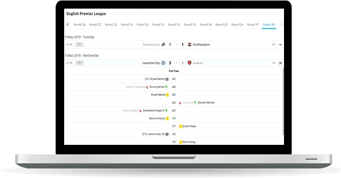 soccer fixtures and results widget overview