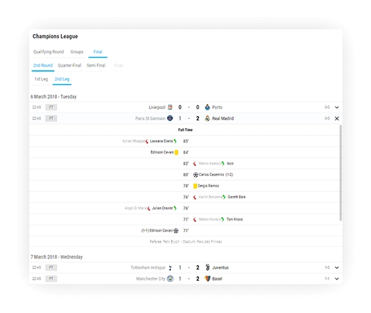 soccer fixture results different presentation types 2