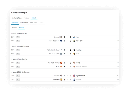 soccer fixture results different presentation types 3