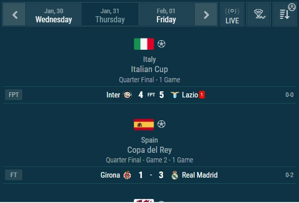 Soccer Livescore Widgets, Live Widget, Soccer Livescore API