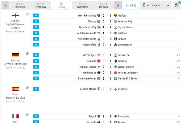 Live Soccer Scores and Sports Results - Opera - LiveScore