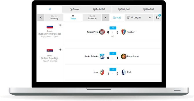 handball livescores widget overview