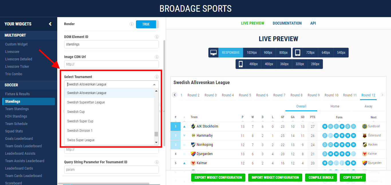 broadage sports how to setup your widgets 2