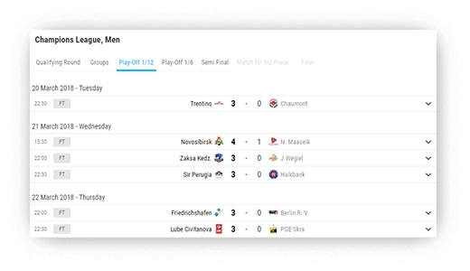 volleyball fixtures results filtering the data 2