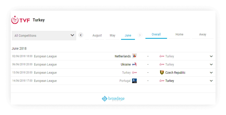 volleyball team schedule filtering fixture with data 2