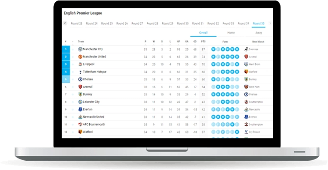 soccer standings widget overview